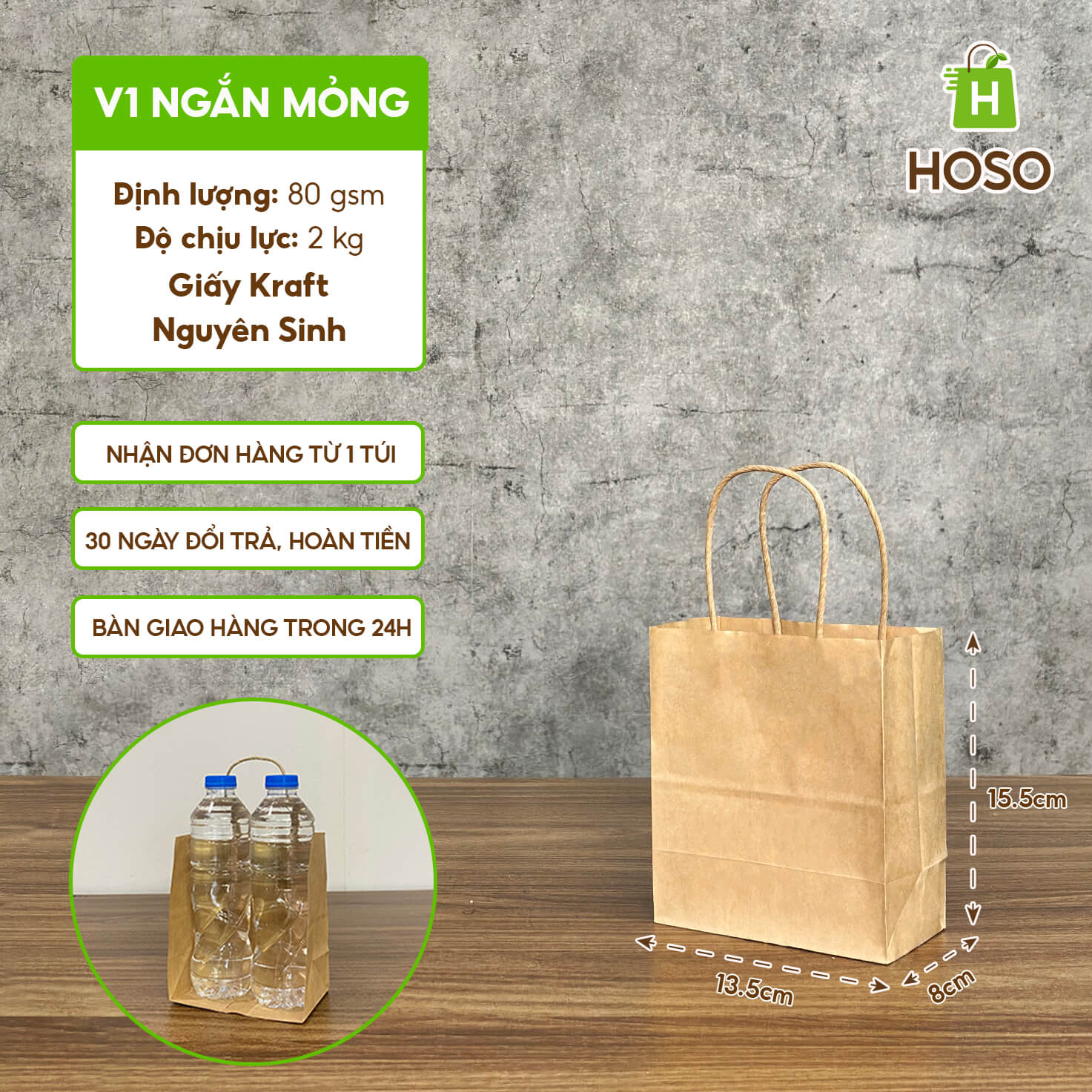 Túi giấy kraft nâu trơn có quai 18 Túi giấy kraft nâu trơn có quai - Ảnh 18